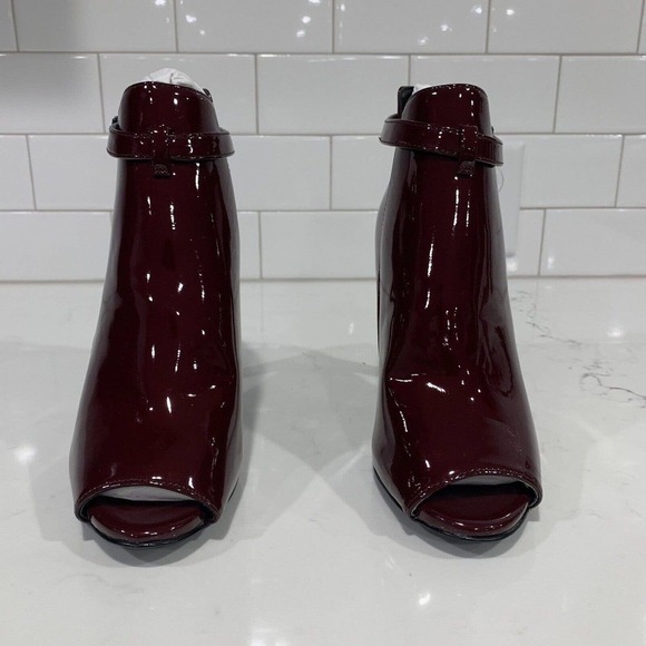 Michael Kors | Leather Bootie Lawson Open Toe Burgundy NEW - Picture 2 of 8